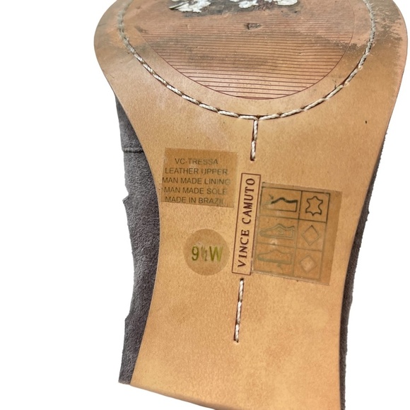 VINCE CAMUTO Genuine Leather Suede Chunky Block High Heels Gray Ankle Boots 9.5 - Picture 14 of 16